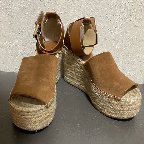 Brown Marc Fisher Adalyn Espadrille Wedges - Picture 1 of 4